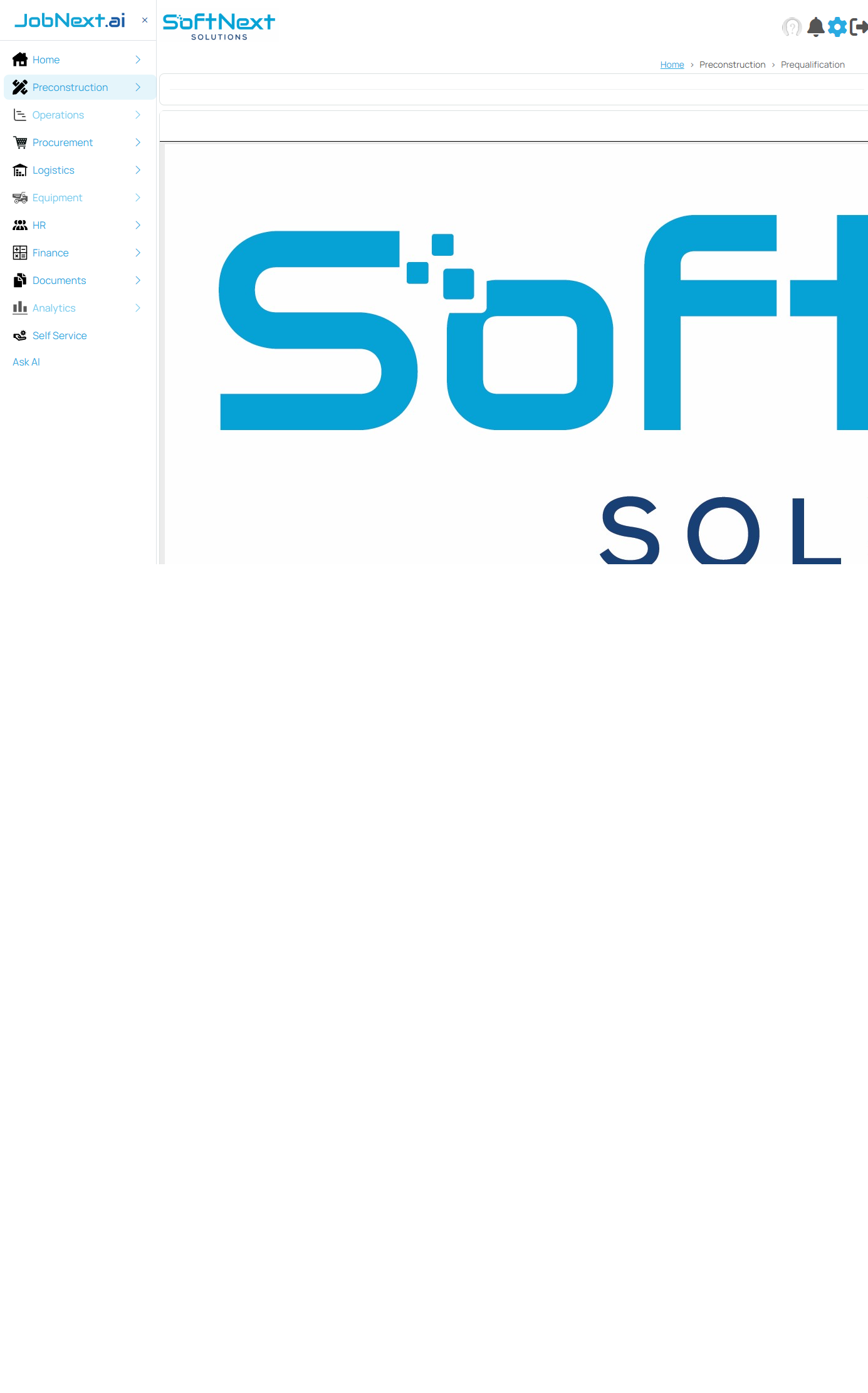 Prequalification page