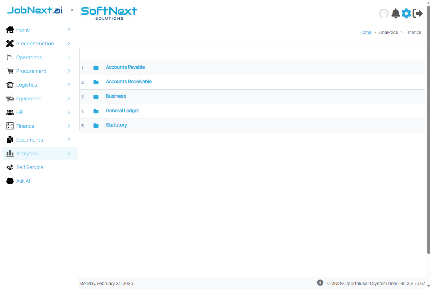 Finance analytics dashboard showing cash position, receivables aging, and revenue trends