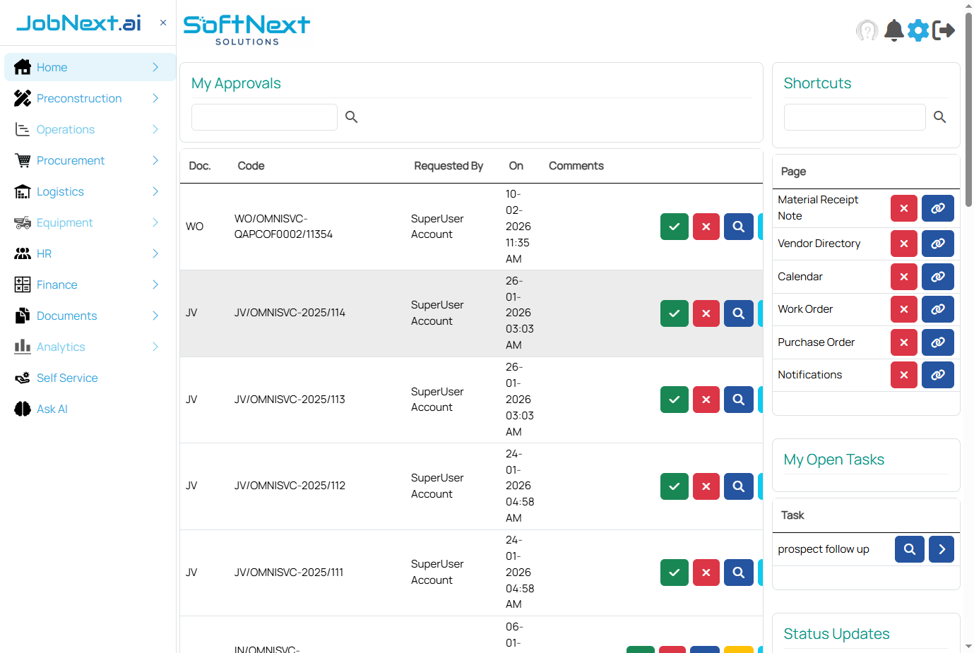 JobNext Home Dashboard